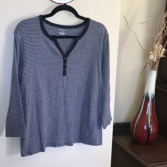 Kim Rogers women’s striped 3/4 sleeve top size XL - Picture 1 of 16